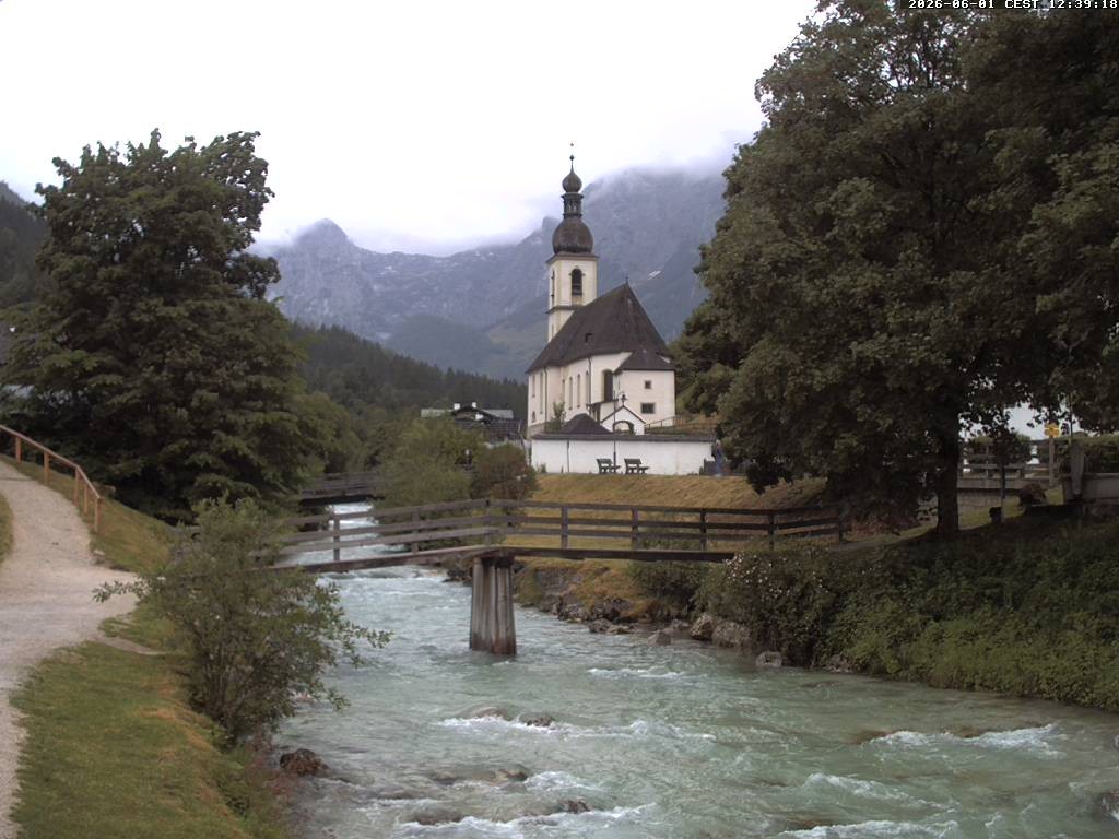 Archiv Foto Webcam Malerwinkel in Ramsau bei Berchtesgaden - Ortskirche St. Sebastian