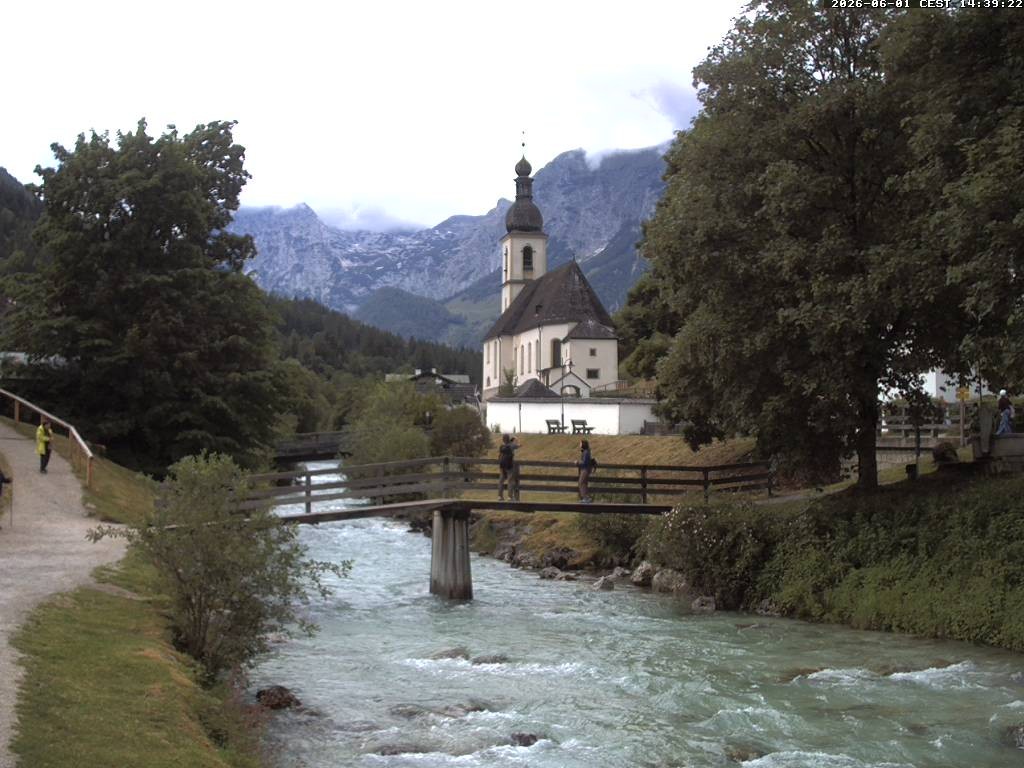 Archiv Foto Webcam Malerwinkel in Ramsau bei Berchtesgaden - Ortskirche St. Sebastian