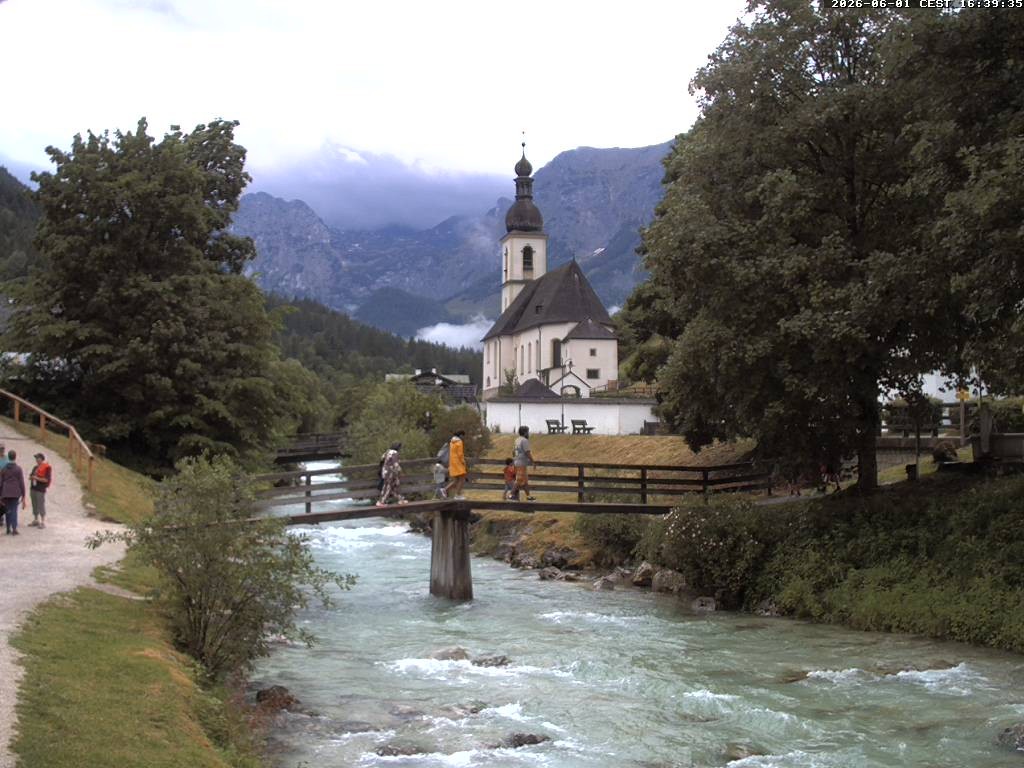 Archiv Foto Webcam Malerwinkel in Ramsau bei Berchtesgaden - Ortskirche St. Sebastian