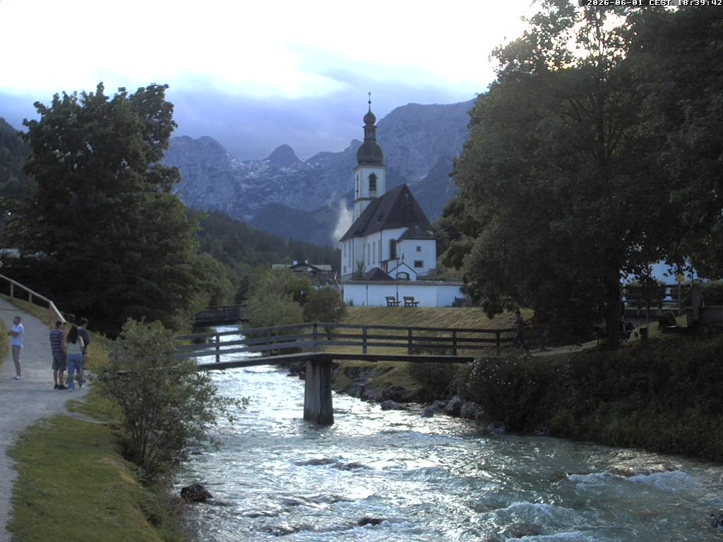 Archiv Foto Webcam Malerwinkel in Ramsau bei Berchtesgaden - Ortskirche St. Sebastian