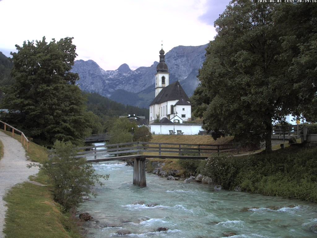 Archiv Foto Webcam Malerwinkel in Ramsau bei Berchtesgaden - Ortskirche St. Sebastian