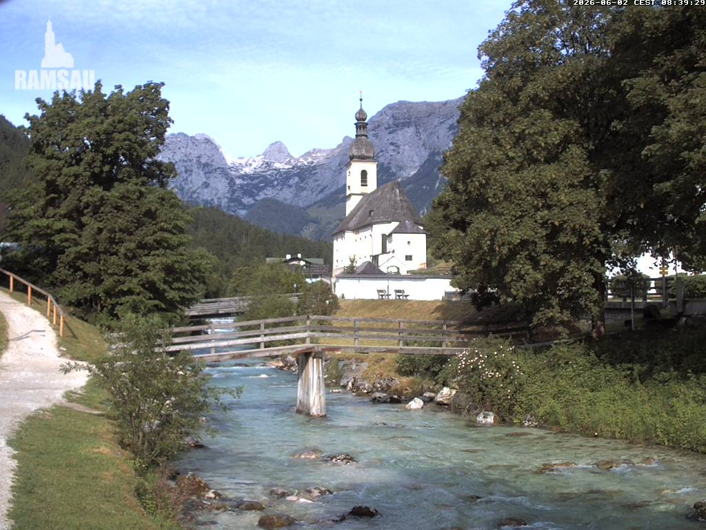 Archiv Foto Webcam Malerwinkel in Ramsau bei Berchtesgaden - Ortskirche St. Sebastian