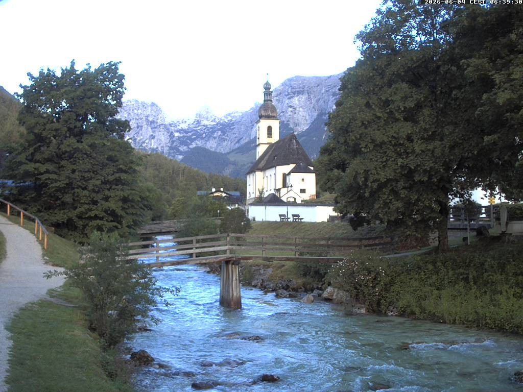 Archiv Foto Webcam Malerwinkel in Ramsau bei Berchtesgaden - Ortskirche St. Sebastian