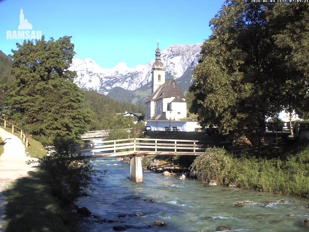 Archiv Foto Webcam Malerwinkel in Ramsau bei Berchtesgaden - Ortskirche St. Sebastian