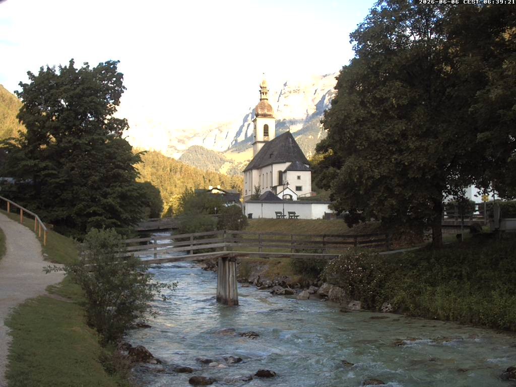Archiv Foto Webcam Malerwinkel in Ramsau bei Berchtesgaden - Ortskirche St. Sebastian