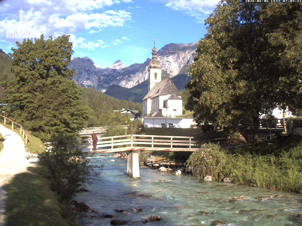 Archiv Foto Webcam Malerwinkel in Ramsau bei Berchtesgaden - Ortskirche St. Sebastian