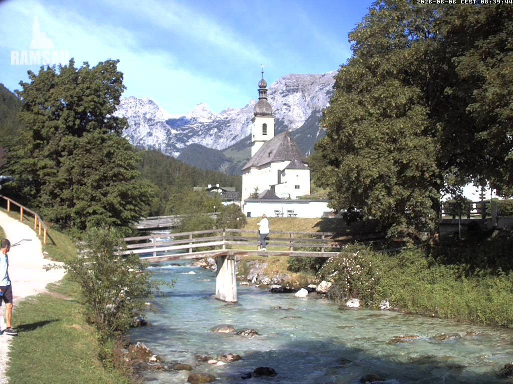 Archiv Foto Webcam Malerwinkel in Ramsau bei Berchtesgaden - Ortskirche St. Sebastian