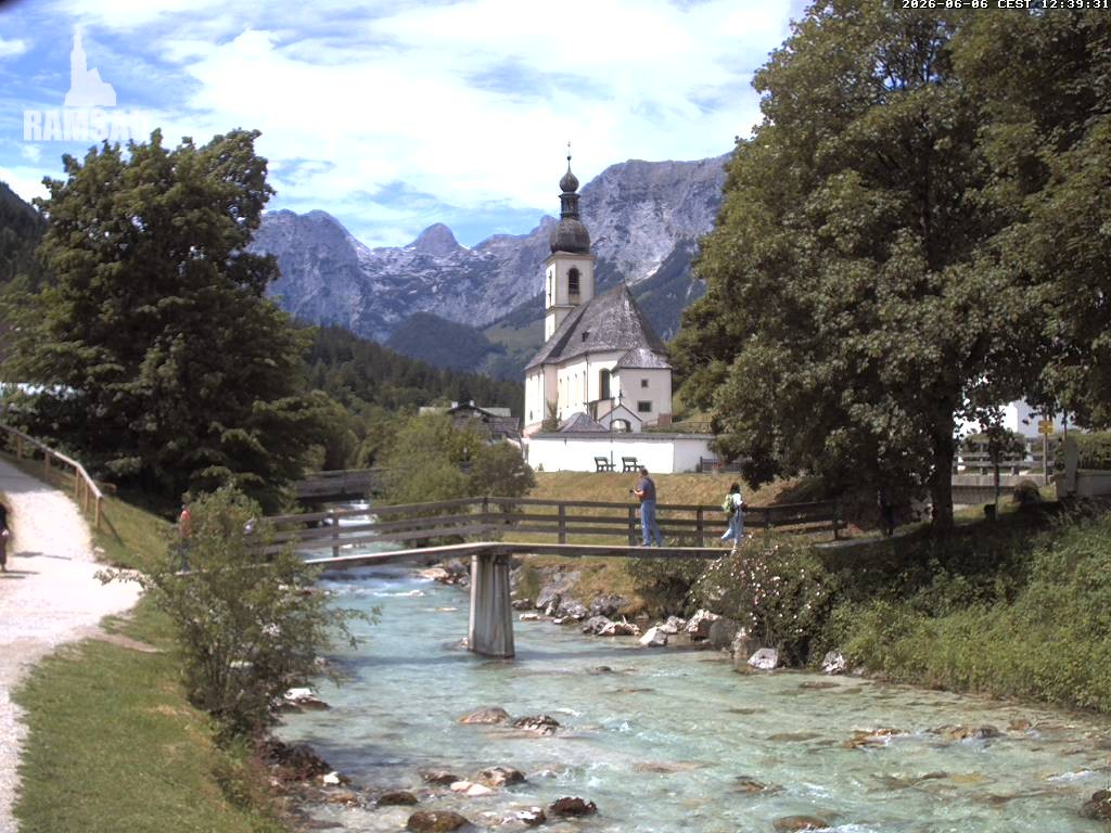 Archiv Foto Webcam Malerwinkel in Ramsau bei Berchtesgaden - Ortskirche St. Sebastian