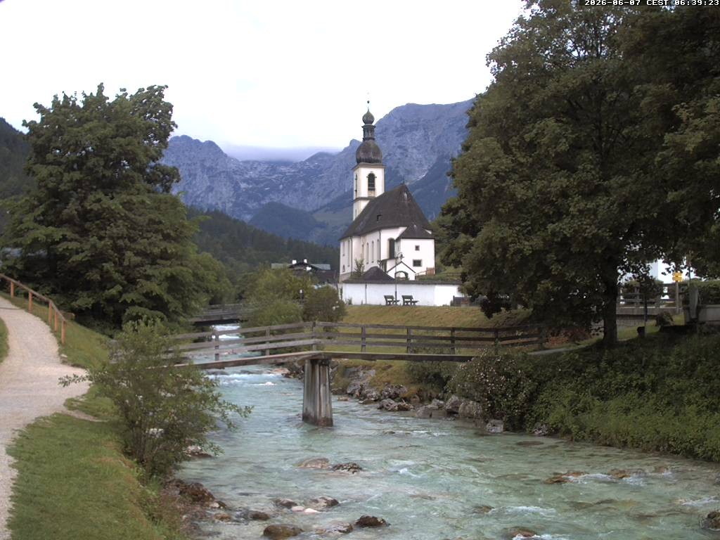 Archiv Foto Webcam Malerwinkel in Ramsau bei Berchtesgaden - Ortskirche St. Sebastian