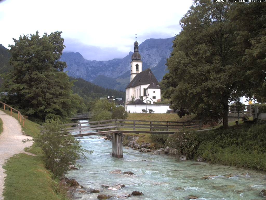 Archiv Foto Webcam Malerwinkel in Ramsau bei Berchtesgaden - Ortskirche St. Sebastian