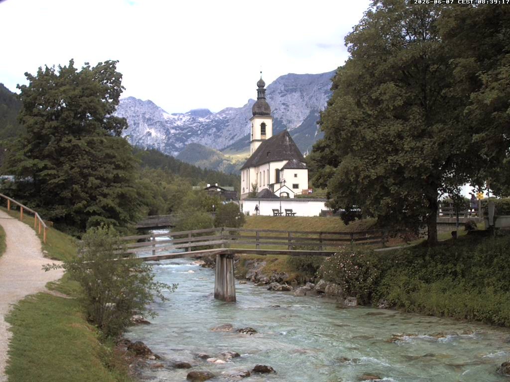 Archiv Foto Webcam Malerwinkel in Ramsau bei Berchtesgaden - Ortskirche St. Sebastian