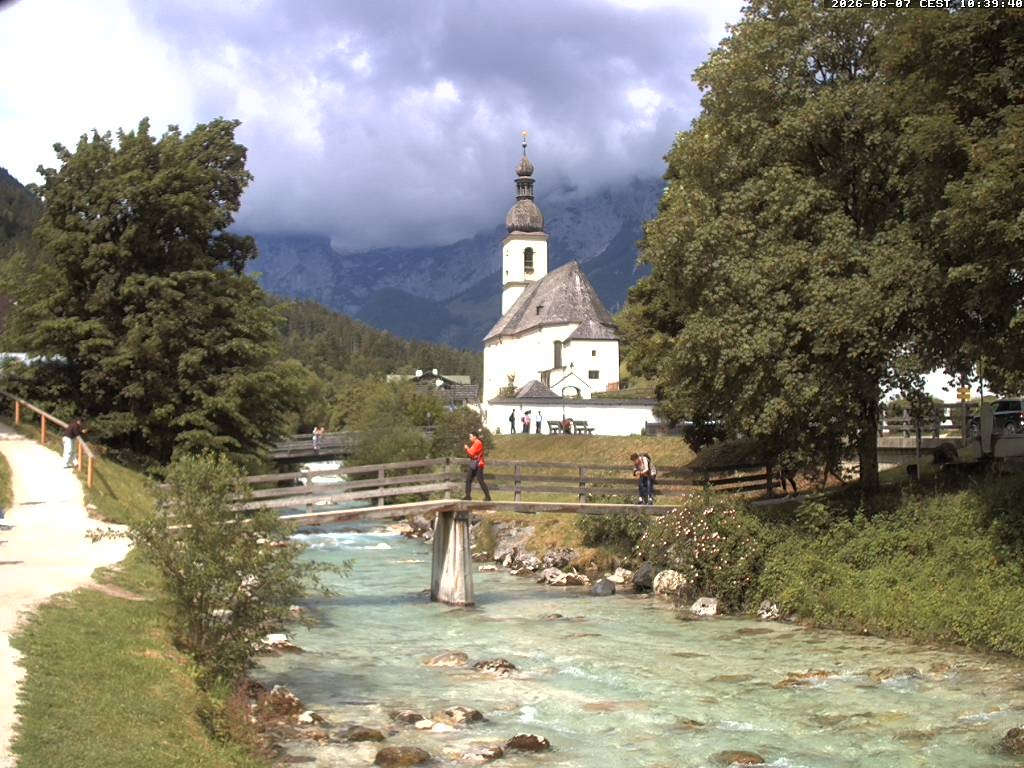 Archiv Foto Webcam Malerwinkel in Ramsau bei Berchtesgaden - Ortskirche St. Sebastian