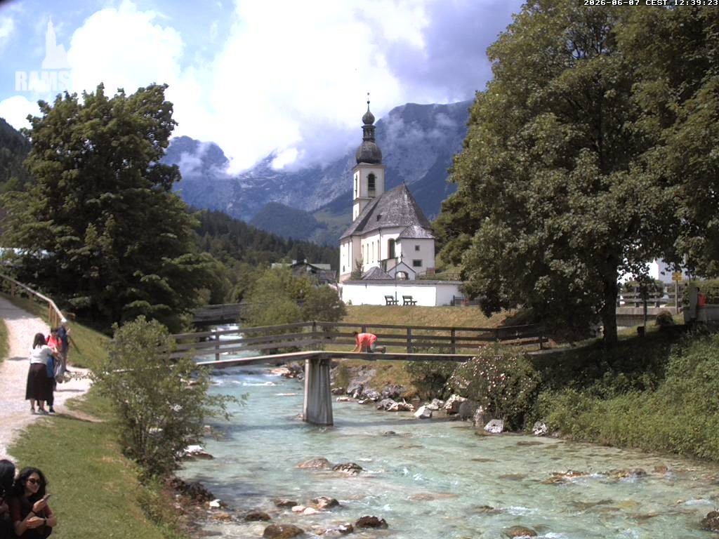 Archiv Foto Webcam Malerwinkel in Ramsau bei Berchtesgaden - Ortskirche St. Sebastian
