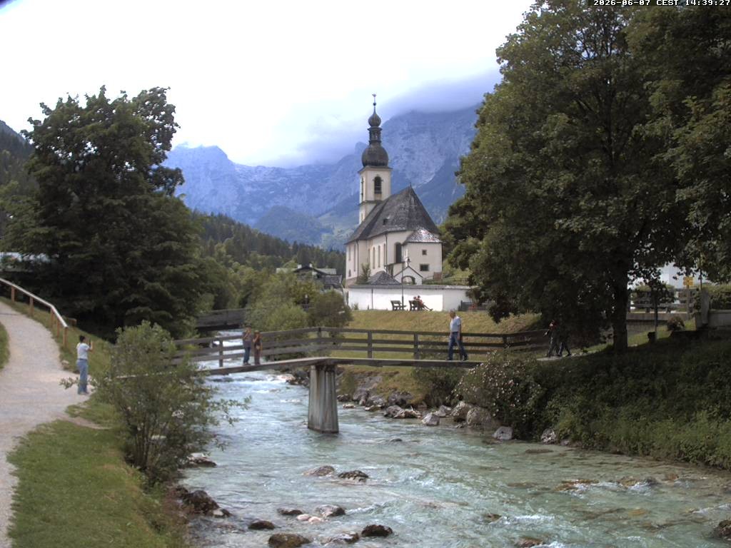 Archiv Foto Webcam Malerwinkel in Ramsau bei Berchtesgaden - Ortskirche St. Sebastian