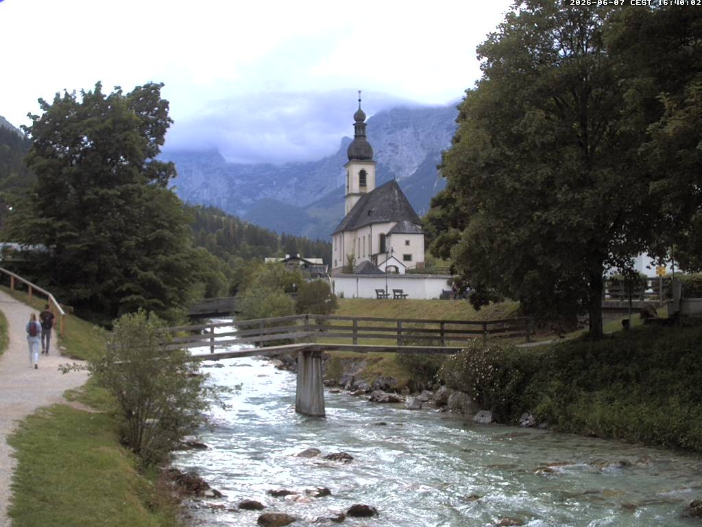 Archiv Foto Webcam Malerwinkel in Ramsau bei Berchtesgaden - Ortskirche St. Sebastian