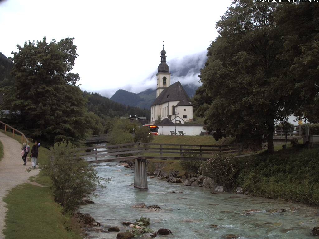Archiv Foto Webcam Malerwinkel in Ramsau bei Berchtesgaden - Ortskirche St. Sebastian