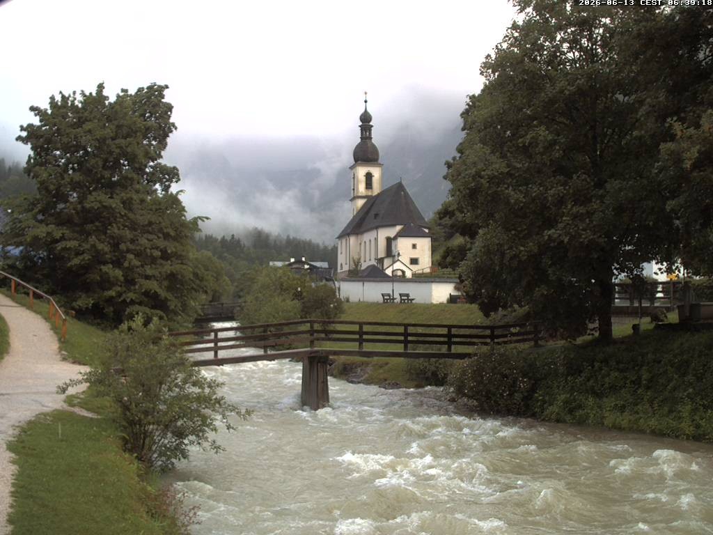 Archiv Foto Webcam Malerwinkel in Ramsau bei Berchtesgaden - Ortskirche St. Sebastian