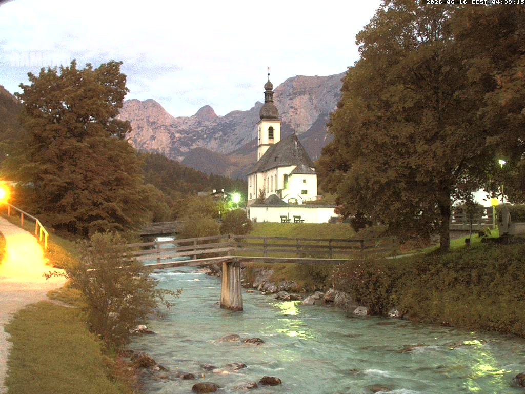 Archiv Foto Webcam Malerwinkel in Ramsau bei Berchtesgaden - Ortskirche St. Sebastian