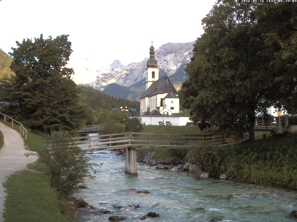 Archiv Foto Webcam Malerwinkel in Ramsau bei Berchtesgaden - Ortskirche St. Sebastian
