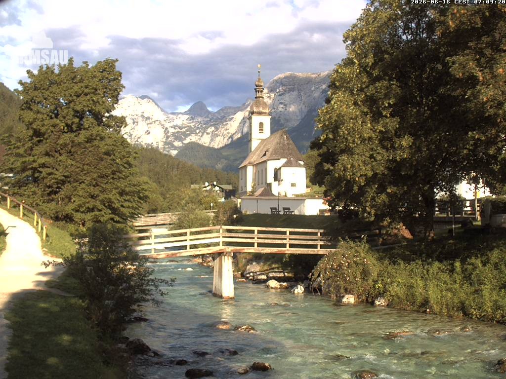 Archiv Foto Webcam Malerwinkel in Ramsau bei Berchtesgaden - Ortskirche St. Sebastian