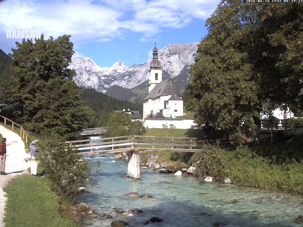 Archiv Foto Webcam Malerwinkel in Ramsau bei Berchtesgaden - Ortskirche St. Sebastian