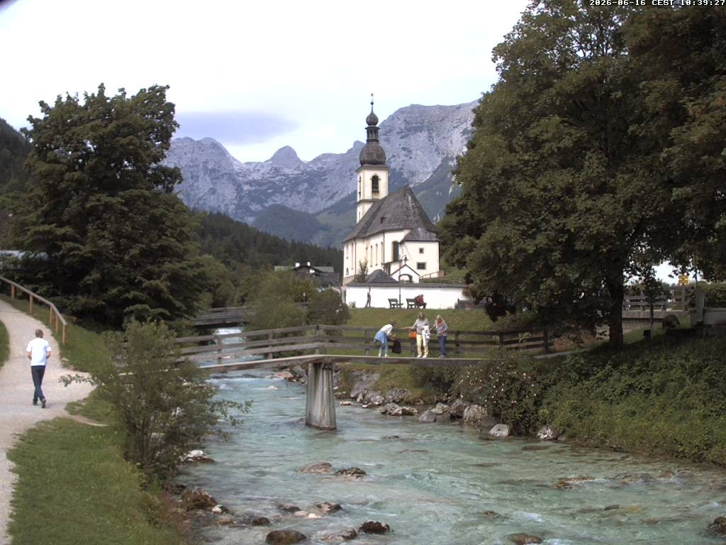 Archiv Foto Webcam Malerwinkel in Ramsau bei Berchtesgaden - Ortskirche St. Sebastian