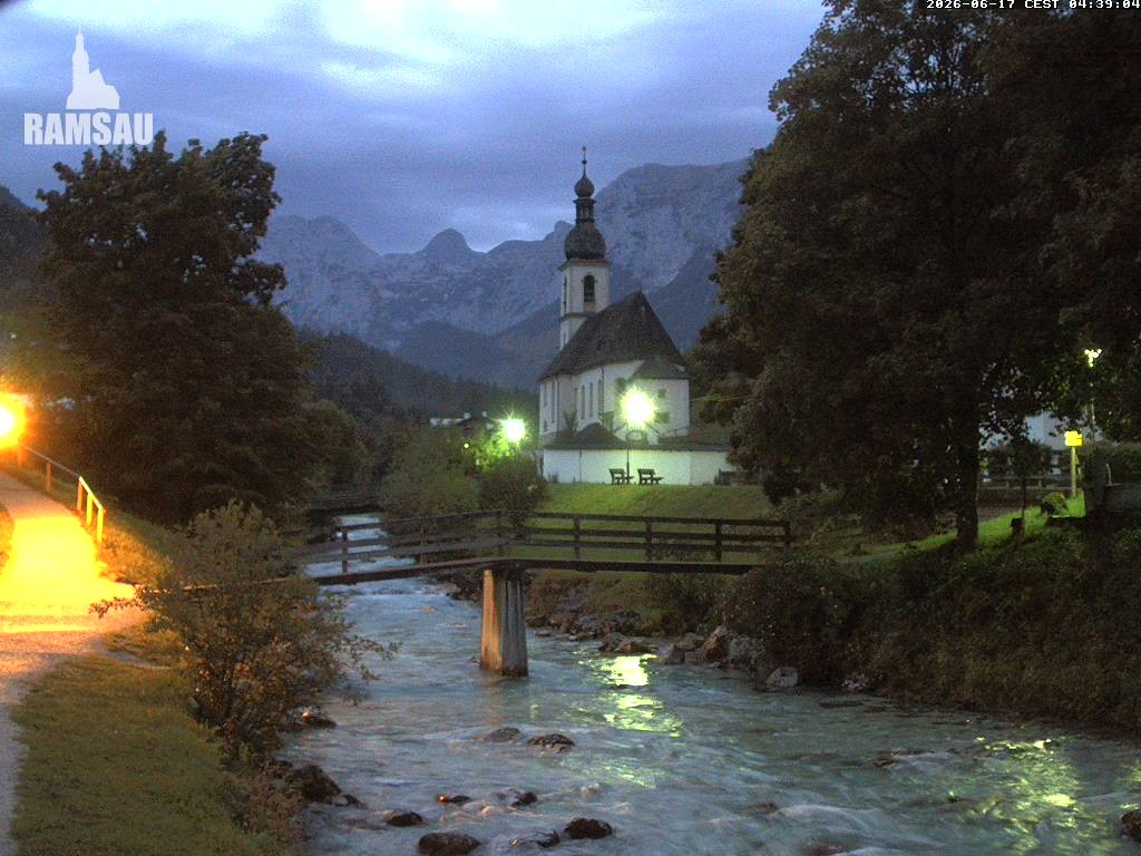 Archiv Foto Webcam Malerwinkel in Ramsau bei Berchtesgaden - Ortskirche St. Sebastian