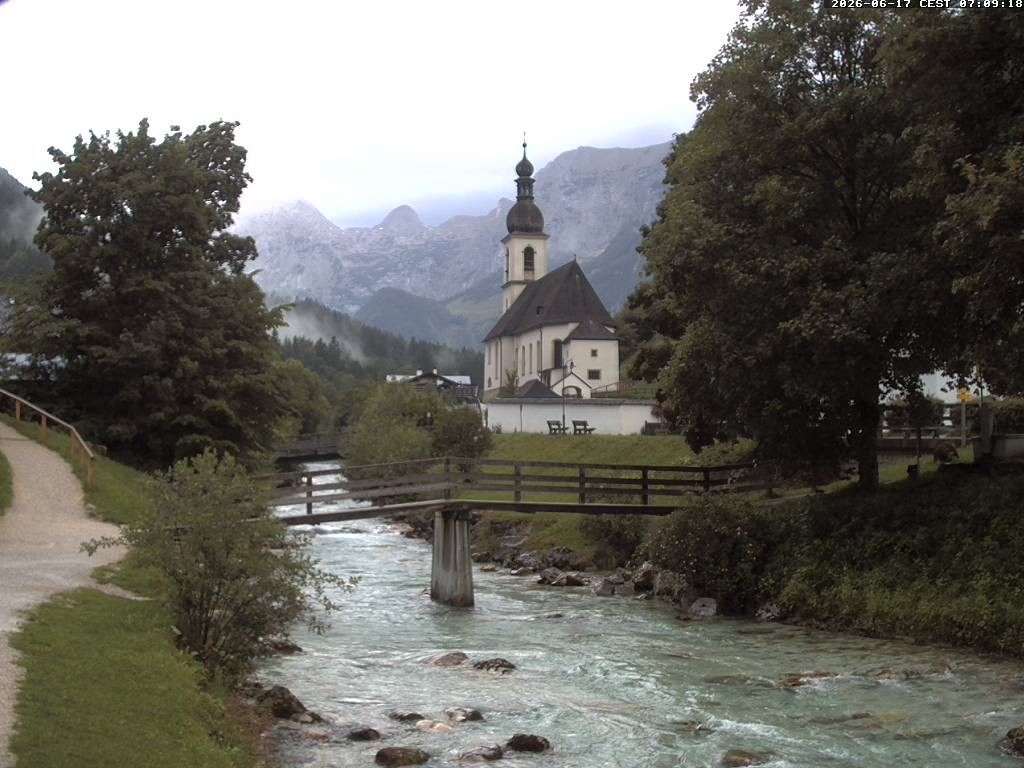 Archiv Foto Webcam Malerwinkel in Ramsau bei Berchtesgaden - Ortskirche St. Sebastian