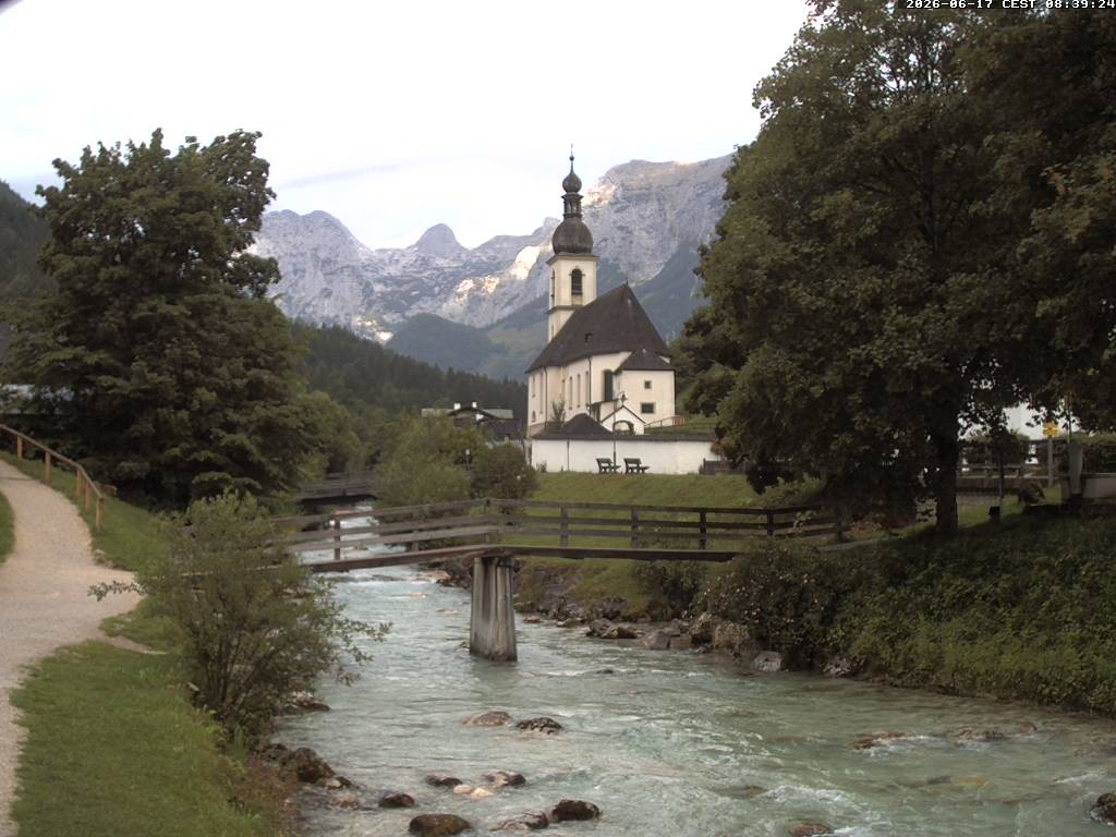 Archiv Foto Webcam Malerwinkel in Ramsau bei Berchtesgaden - Ortskirche St. Sebastian