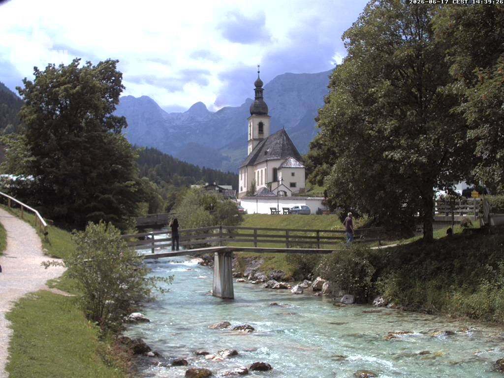 Archiv Foto Webcam Malerwinkel in Ramsau bei Berchtesgaden - Ortskirche St. Sebastian