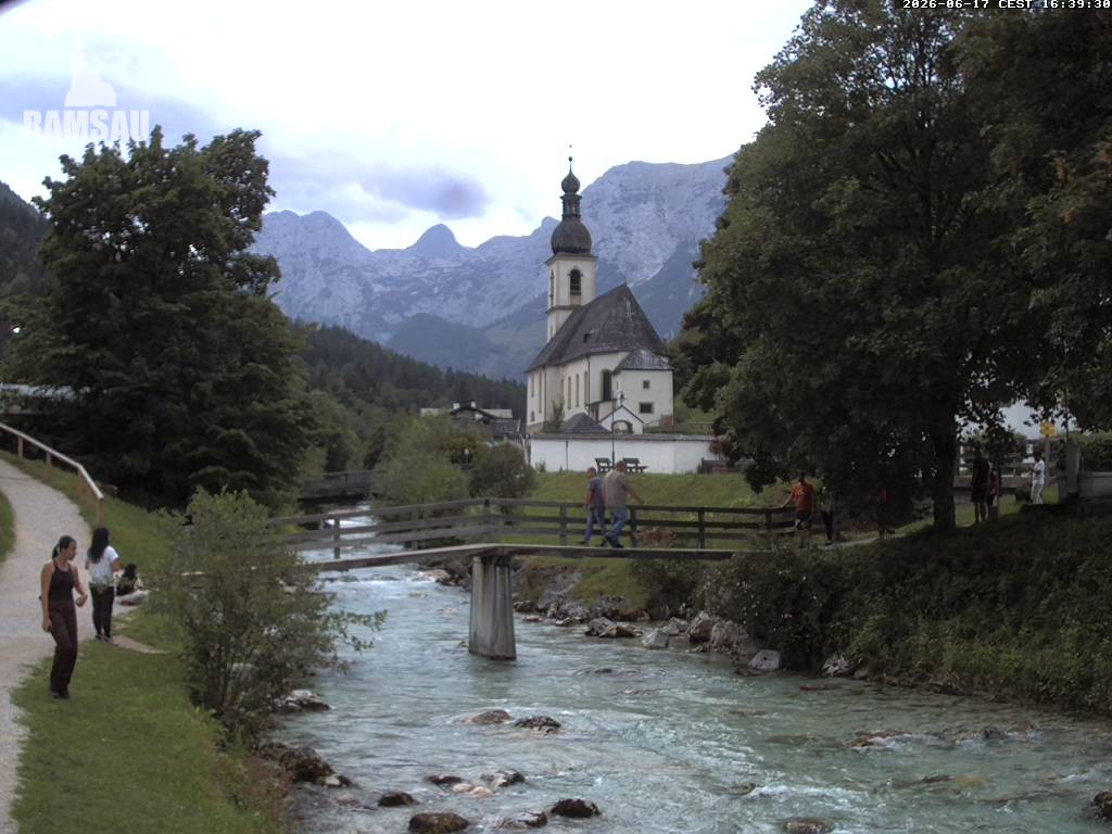 Archiv Foto Webcam Malerwinkel in Ramsau bei Berchtesgaden - Ortskirche St. Sebastian