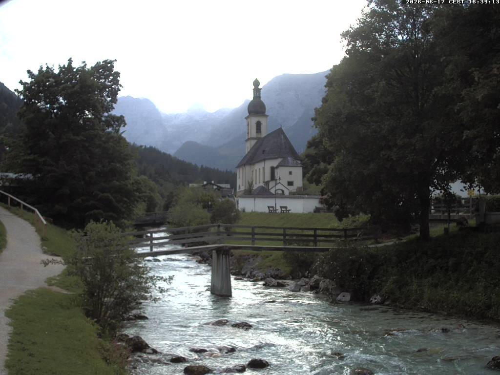 Archiv Foto Webcam Malerwinkel in Ramsau bei Berchtesgaden - Ortskirche St. Sebastian