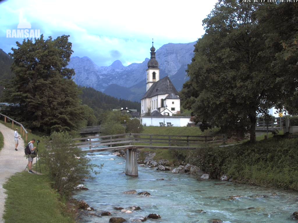 Archiv Foto Webcam Malerwinkel in Ramsau bei Berchtesgaden - Ortskirche St. Sebastian