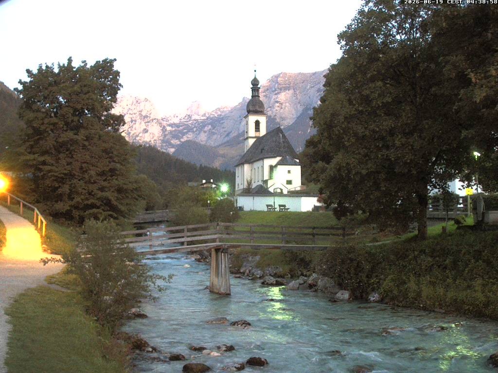 Archiv Foto Webcam Malerwinkel in Ramsau bei Berchtesgaden - Ortskirche St. Sebastian