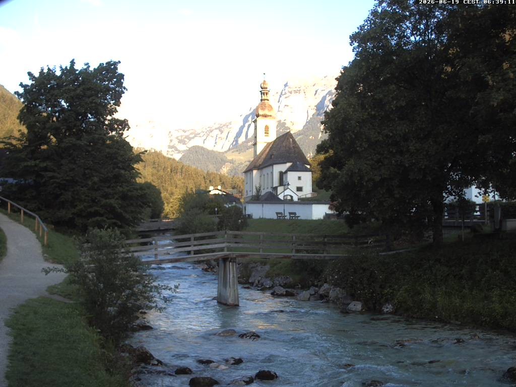 Archiv Foto Webcam Malerwinkel in Ramsau bei Berchtesgaden - Ortskirche St. Sebastian