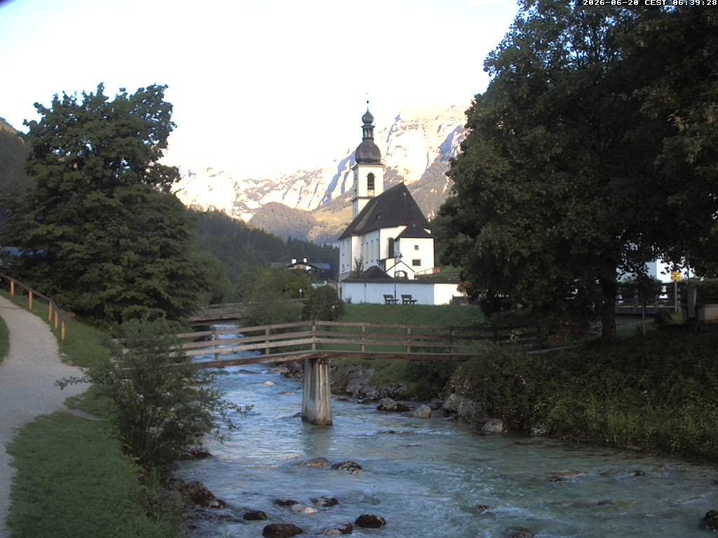 Archiv Foto Webcam Malerwinkel in Ramsau bei Berchtesgaden - Ortskirche St. Sebastian