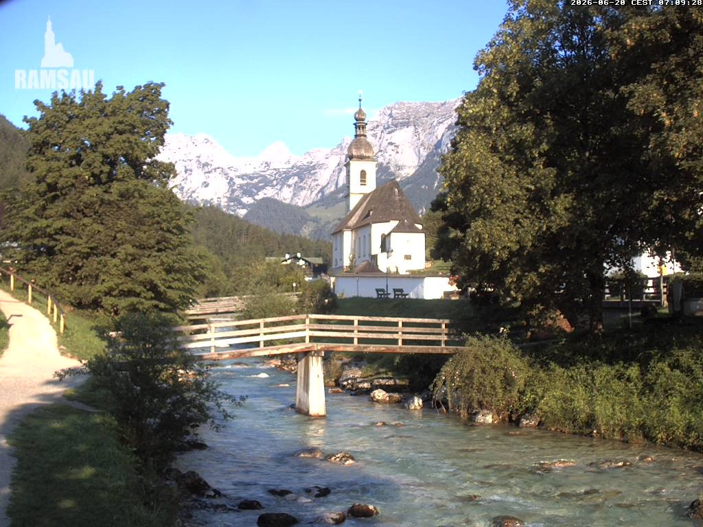 Archiv Foto Webcam Malerwinkel in Ramsau bei Berchtesgaden - Ortskirche St. Sebastian