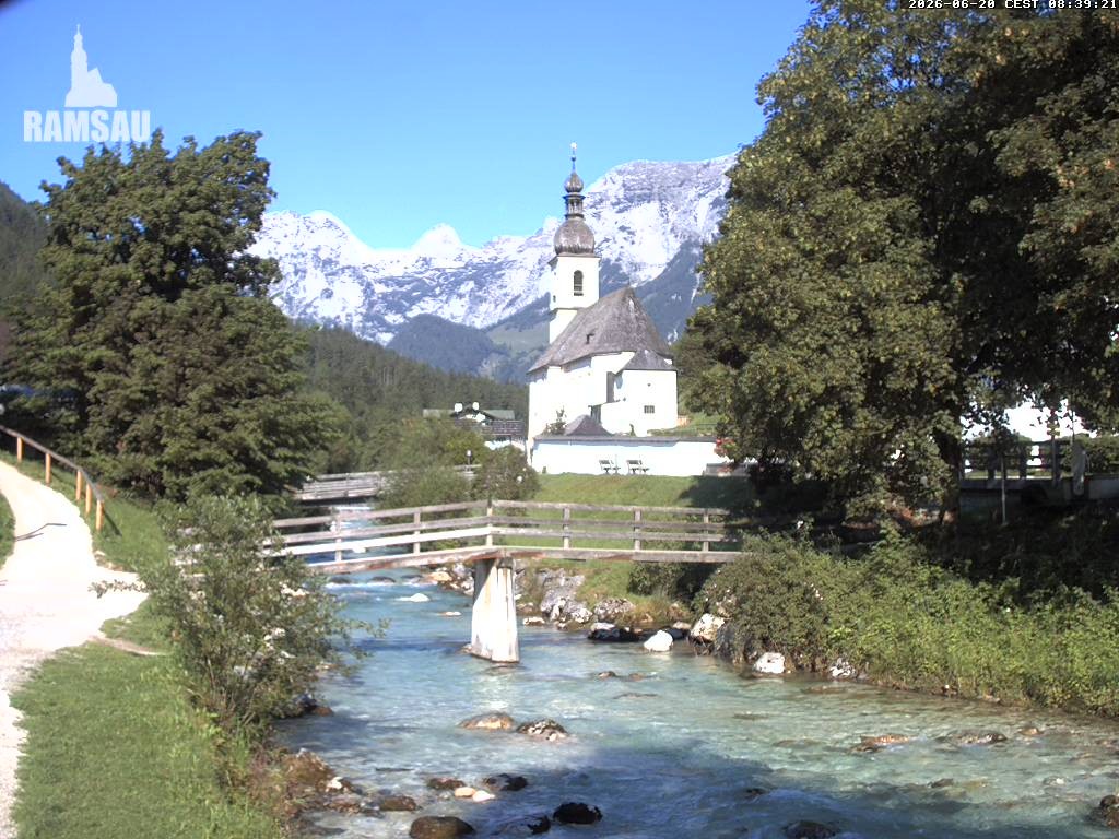 Archiv Foto Webcam Malerwinkel in Ramsau bei Berchtesgaden - Ortskirche St. Sebastian