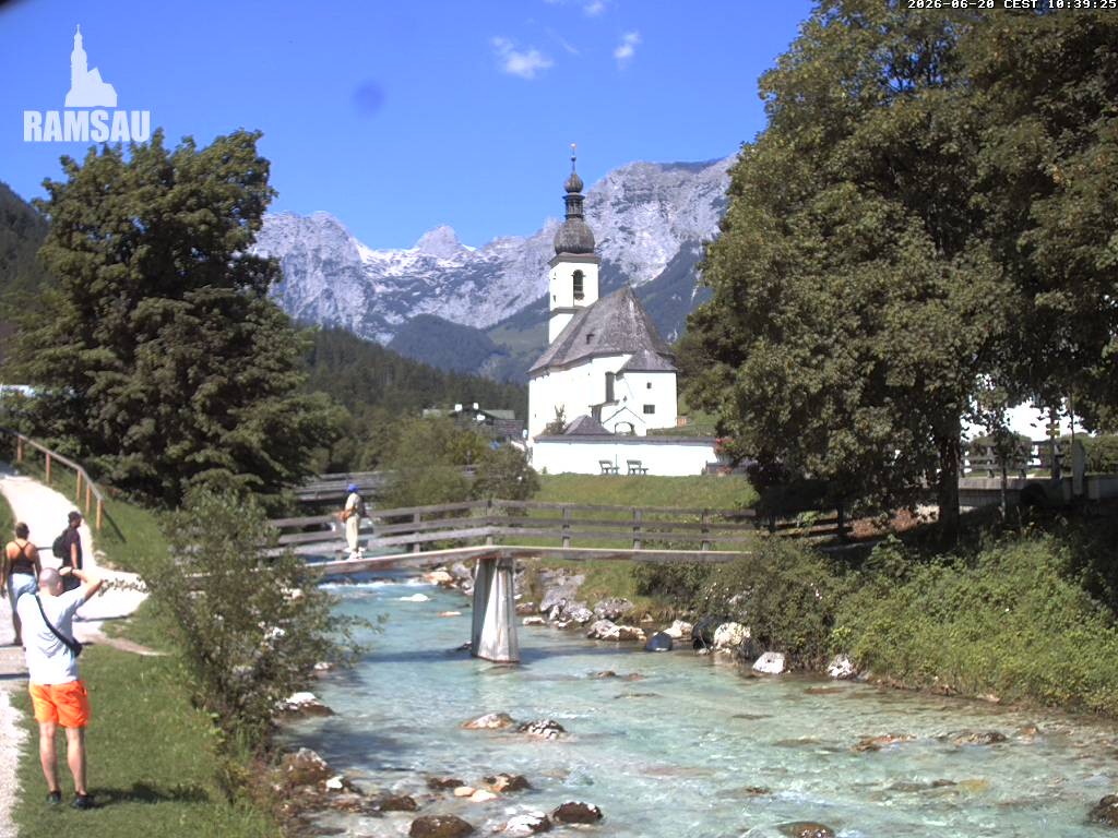 Archiv Foto Webcam Malerwinkel in Ramsau bei Berchtesgaden - Ortskirche St. Sebastian
