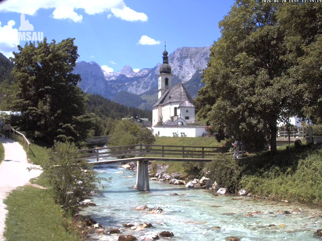 Archiv Foto Webcam Malerwinkel in Ramsau bei Berchtesgaden - Ortskirche St. Sebastian