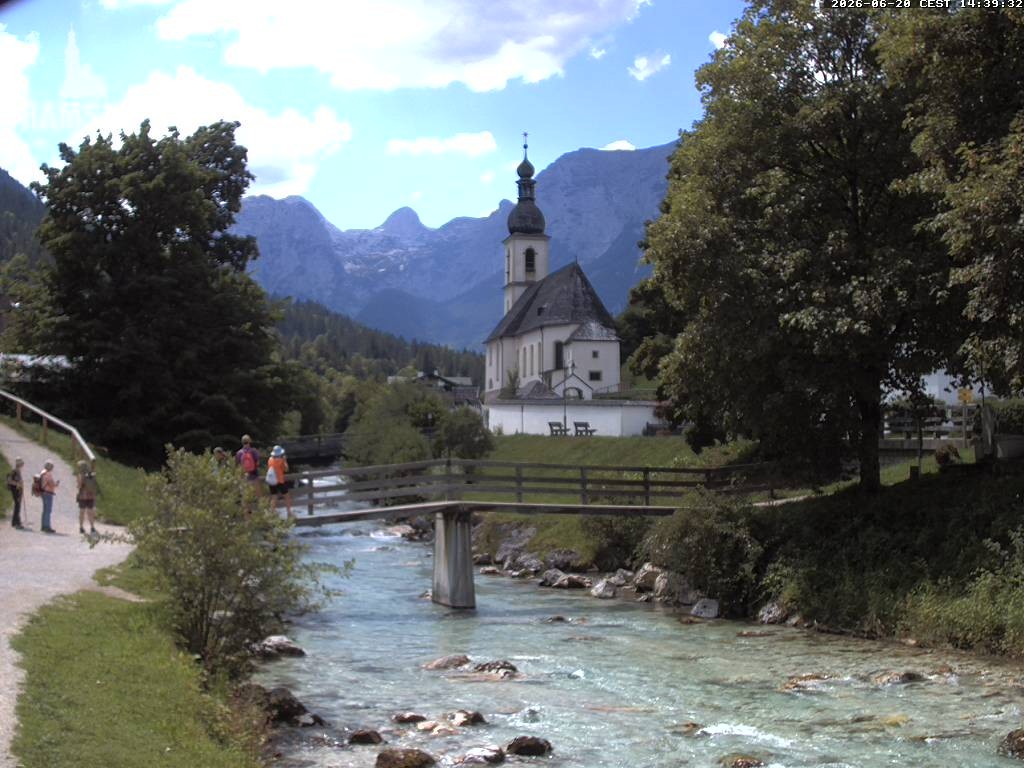 Archiv Foto Webcam Malerwinkel in Ramsau bei Berchtesgaden - Ortskirche St. Sebastian