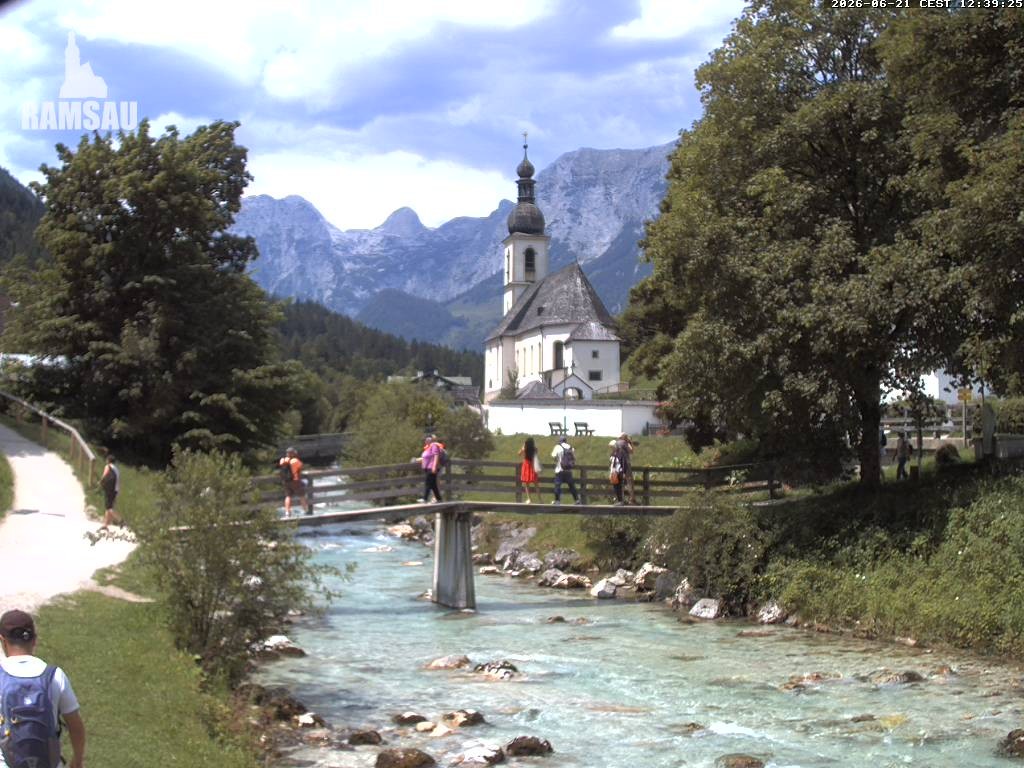 Archiv Foto Webcam Malerwinkel in Ramsau bei Berchtesgaden - Ortskirche St. Sebastian