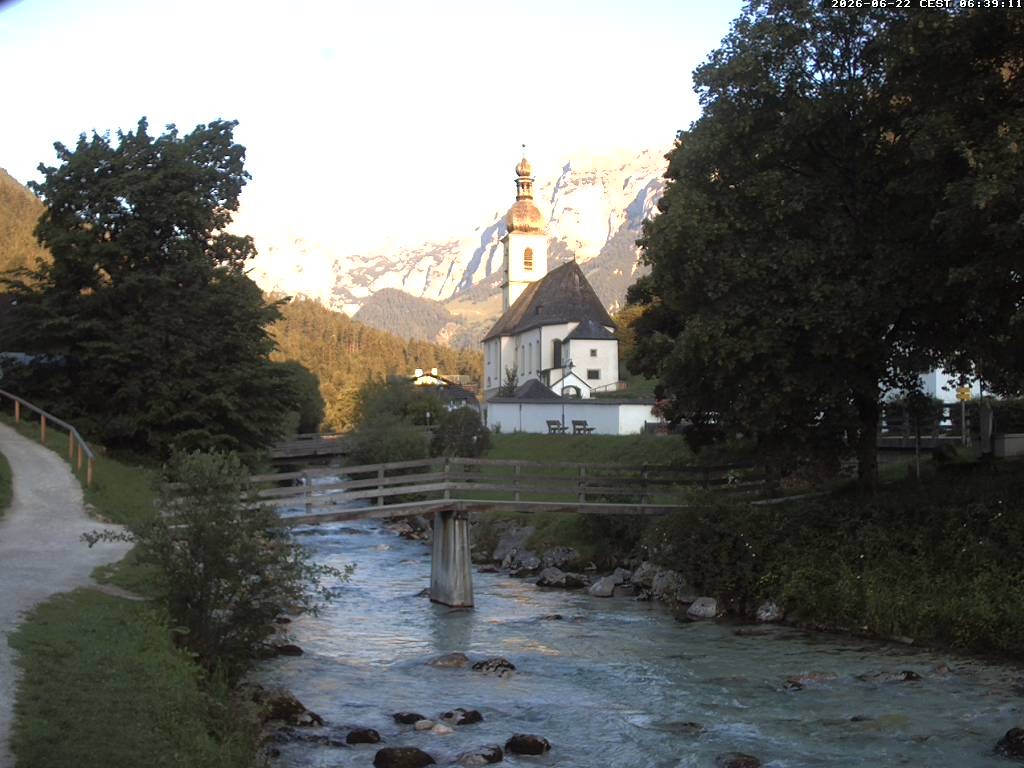 Archiv Foto Webcam Malerwinkel in Ramsau bei Berchtesgaden - Ortskirche St. Sebastian