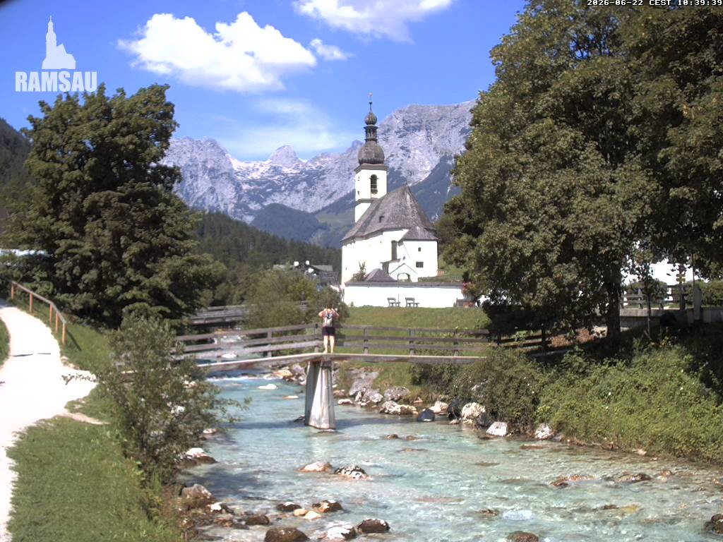 Archiv Foto Webcam Malerwinkel in Ramsau bei Berchtesgaden - Ortskirche St. Sebastian