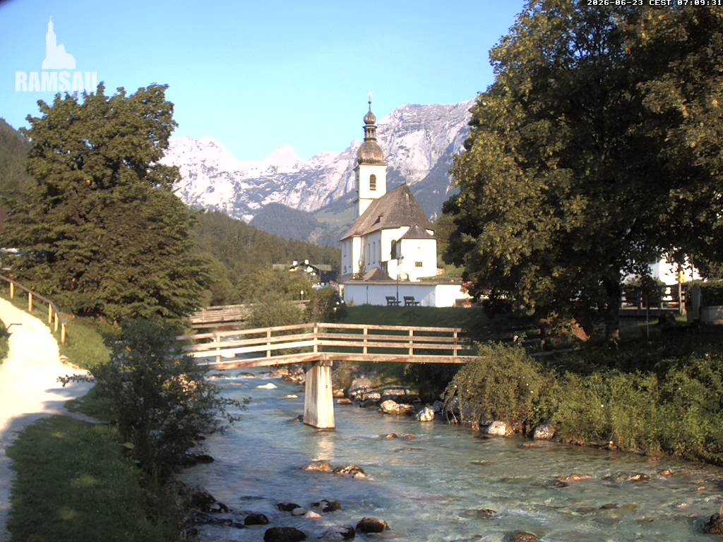 Archiv Foto Webcam Malerwinkel in Ramsau bei Berchtesgaden - Ortskirche St. Sebastian