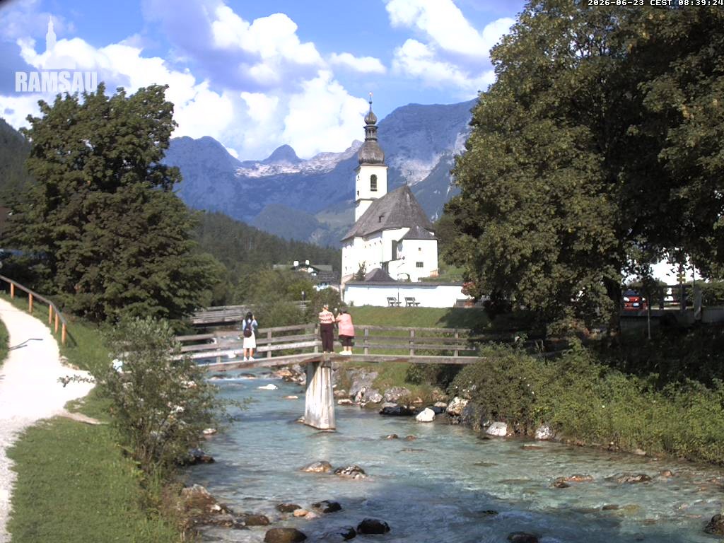 Archiv Foto Webcam Malerwinkel in Ramsau bei Berchtesgaden - Ortskirche St. Sebastian