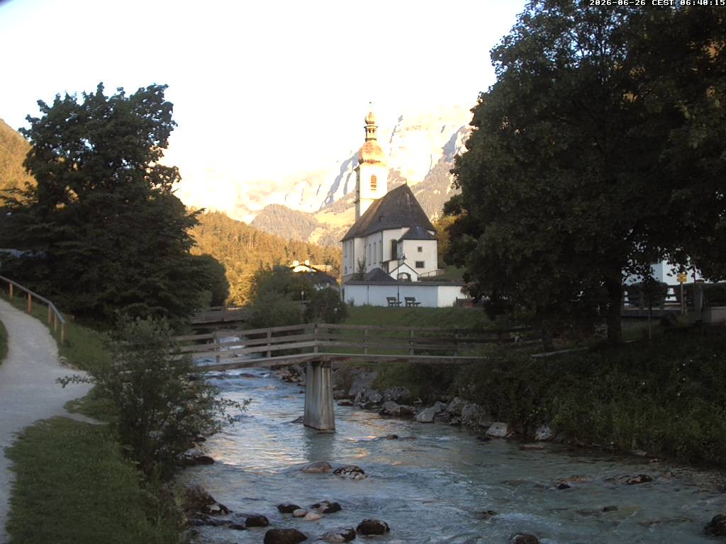 Archiv Foto Webcam Malerwinkel in Ramsau bei Berchtesgaden - Ortskirche St. Sebastian