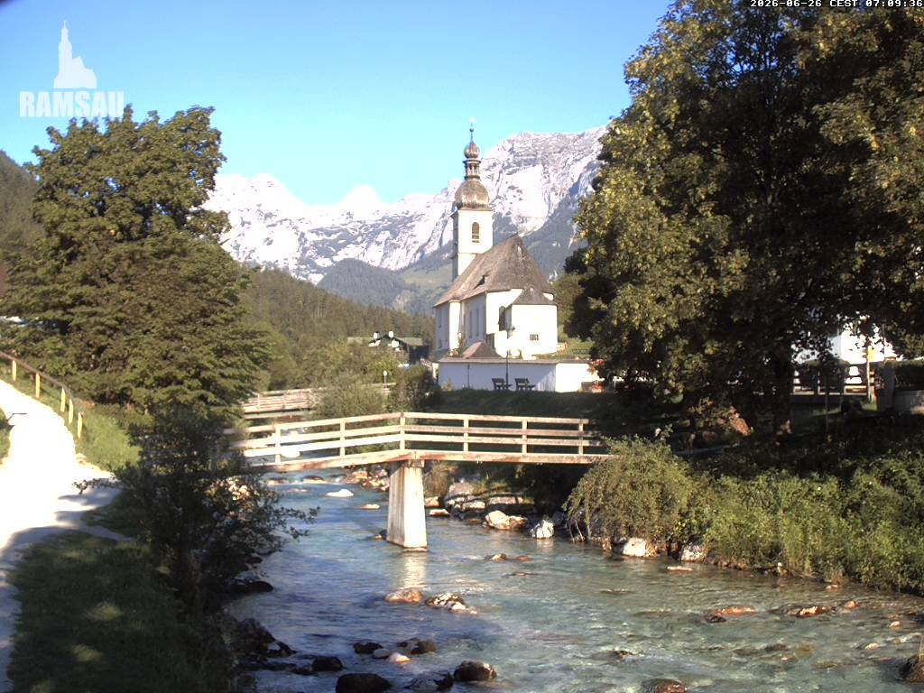Archiv Foto Webcam Malerwinkel in Ramsau bei Berchtesgaden - Ortskirche St. Sebastian