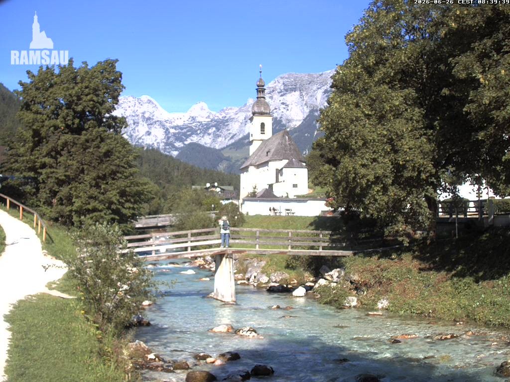 Archiv Foto Webcam Malerwinkel in Ramsau bei Berchtesgaden - Ortskirche St. Sebastian