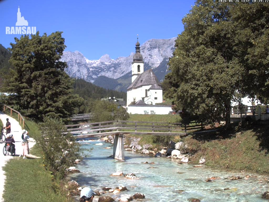 Archiv Foto Webcam Malerwinkel in Ramsau bei Berchtesgaden - Ortskirche St. Sebastian